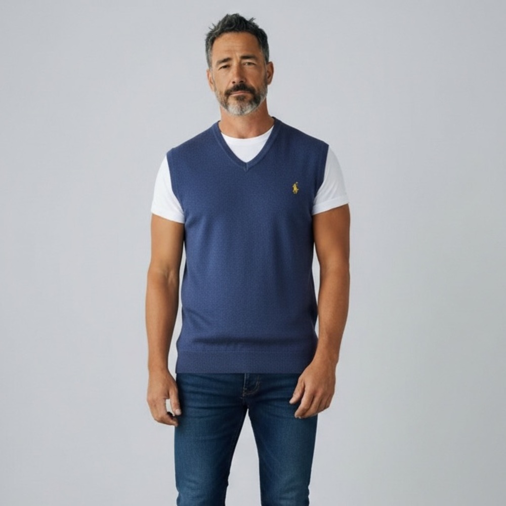 Vintage Polo Ralph Lauren Men’s XL Blue Sweater Vest 90’s sleeveless Golf